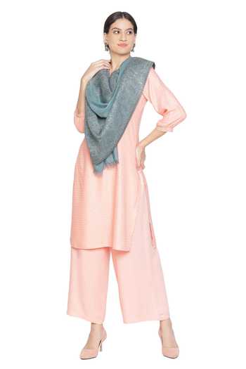 Shingora_Blue Saafia Wool Metallic Stole _Online_at_Aza_Fashions