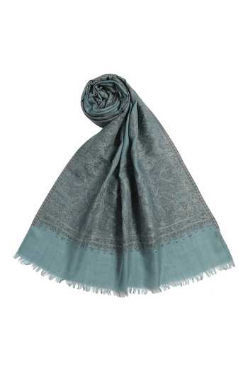 Buy_Shingora_Blue Saafia Wool Metallic Stole _Online_at_Aza_Fashions
