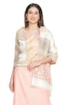 Shop_Shingora_Off White Geometric Stripe Woven Pattern Zoya Wool Shawl _at_Aza_Fashions