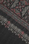 Shingora_Black Wool Geometric Print Bordered Shawl _at_Aza_Fashions
