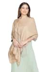 Shop_SHINGORA_Beige Geometric Printed And Chevron Woven Pattern Bordered Shawl _at_Aza_Fashions