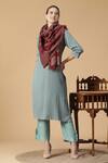 Buy_Shingora_Maroon Calico Fleur Saffiya Art Noveau Woven Stole _at_Aza_Fashions