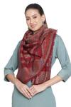 Shop_Shingora_Maroon Calico Fleur Saffiya Art Noveau Woven Stole _at_Aza_Fashions