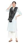 Shingora_Black Geometric Fleur Tashi Woven Stole _Online_at_Aza_Fashions