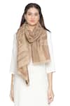 Shop_Shingora_Beige Geometric Fleur Swirl Tashi Woven Stole _at_Aza_Fashions