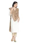 Shingora_Beige Geometric Fleur Swirl Tashi Woven Stole _Online_at_Aza_Fashions