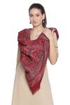 Shop_Shingora_Maroon Tribal Flora Tahani Woven Stole _at_Aza_Fashions