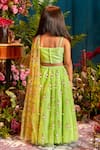 Shop_Papa Don't Preach_Green Tulle Embroidery Crystal One Shoulder Top And Lehenga Set _at_Aza_Fashions