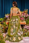 Shop_Papa Don't Preach_Green Tulle Embroidery Sequin Notched Floral Patchwork Lehenga Set _at_Aza_Fashions