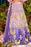 Buy_Papa Don't Preach_Purple Tulle Embellished Acrylic Leaf Neck Celestia Metal Bridal Lehenga Set 