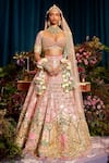 Buy_Papa Don't Preach_Pink Raw Silk Embroidery Crystal Alice Royal Carriage Bridal Lehenga Set _at_Aza_Fashions