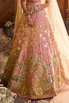 Shop_Papa Don't Preach_Pink Raw Silk Embroidery Crystal Alice Royal Carriage Bridal Lehenga Set 