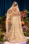 Shop_Papa Don't Preach_Ivory Tulle Embroidery Crysrtal Notched Aria Lehenga Set _at_Aza_Fashions