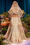 Buy_Papa Don't Preach_Ivory Tulle Embroidery Crysrtal Notched Aria Lehenga Set _Online_at_Aza_Fashions