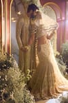 Papa Don't Preach_Ivory Tulle Embroidery Crysrtal Notched Aria Lehenga Set _at_Aza_Fashions