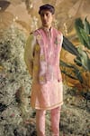 Buy_Papa Don't Preach_Pink Silk Embellished Metal Hugo Bundi And Kurta Set _at_Aza_Fashions