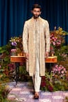 Buy Papa Don't Preach Ivory Silk Sequins Adrian Embellished Sherwani Set at Aza Fashions Buy_Papa Don't Preach_Ivory Silk Sequins Adrian Embellished Sherwani Set_at_Aza_Fashions
