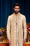 Papa Don't Preach Ivory Silk Sequins Adrian Embellished Sherwani Set Online at Aza Fashions Papa Don't Preach_Ivory Silk Sequins Adrian Embellished Sherwani Set_Online_at_Aza_Fashions