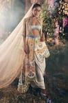 Buy_Papa Don't Preach_Ivory Raw Silk Embellished And Embroidered Metal Trims 3d Butterfly Jumpsuit Set _at_Aza_Fashions