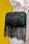 Buy_FEZA BAGS_Black Embellished Cutdana Clutch _at_Aza_Fashions