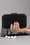 Shop_FEZA BAGS_Black Embellished Cutdana Clutch _at_Aza_Fashions