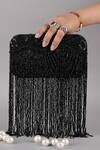 Shop_FEZA BAGS_Black Embellished Cutdana Clutch _Online_at_Aza_Fashions