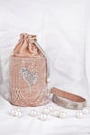 Shop_FEZA BAGS_Pink Embroidery Pixi Dust Hand Potli Bag _at_Aza_Fashions