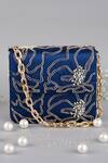Shop_FEZA BAGS_Blue Embroidery Floral Clutch_Online_at_Aza_Fashions