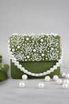 Buy_FEZA BAGS_Green Embellished Pearl Clutch _at_Aza_Fashions