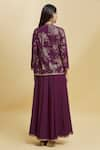 Shop_Adara Khan_Purple Crepe Woven Floral Square Neck Pattern Jacket Skirt Set_at_Aza_Fashions