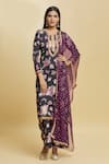 Buy_Adara Khan_Black Poly Crepe Print Floral Round Neck Kurta Palazzo Set_at_Aza_Fashions