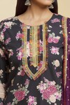 Buy_Adara Khan_Black Poly Crepe Print Floral Round Neck Kurta Palazzo Set_Online_at_Aza_Fashions