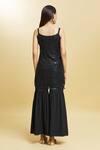 Shop_Samyukta Singhania_Black Net, Polyester Glitter Round Neck Dimension Print Kurti Sharara Set_at_Aza_Fashions