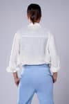Shop_DIKSHA KHANNA_White Linen Solid Lapel Collar Shirt With Godet Pant _at_Aza_Fashions
