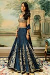 Buy_Paulmi and Harsh_Blue Lehenga Russian Jacquard Hand Embroidered Jaal Blouse Set  _at_Aza_Fashions