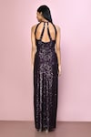 Shop_Naintara Bajaj_Purple Chinnon Embroidery Sequin Halter Neck Dress_at_Aza_Fashions