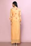 Shop_Naintara Bajaj_Yellow Chiffon, Lining Polyester Cutdana, Floral Print Draped Skirt Set_at_Aza_Fashions