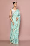 Buy_Nazaakat by Samara Singh_Blue Silk Printed And Embroidered Floral Tree Saree With Running Blouse Piece_Online_at_Aza_Fashions