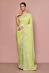Buy_Nazaakat by Samara Singh_Green Silk Embroidered Floral Border Saree With Running Blouse_at_Aza_Fashions