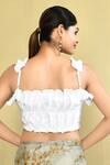 Shop_Nazaakat By Samara Singh_White Cotton Plain Sweetheart Neck Ruffled Sleeveless Blouse _at_Aza_Fashions