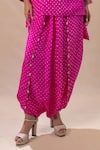 Buy_Pink City by Sarika_Pink Silk Embroidered Sequin Bandhani Pattern Kurta Dhoti Pant Set _Online_at_Aza_Fashions