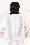 Buy_KUSMI_Ivory 100% Handwoven Cotton Hand Embroidered Thread Round Bomber Jacket 