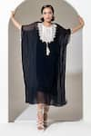 Buy_KUSMI_Black Organza Embroidered Round Kaftan With Slip _at_Aza_Fashions