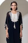 Buy_KUSMI_Black Organza Embroidered Round Kaftan With Slip _Online_at_Aza_Fashions