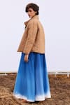Shop_Kharakapas_Beige Cotton Mul Motif Stand Collar Barn Quilted Jacket _at_Aza_Fashions