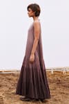 Buy_Kharakapas_Purple Cotton Mul Ombre V Neck Currant Tiered Maxi Dress _Online_at_Aza_Fashions