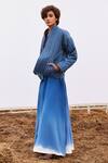 Kharakapas_Blue Cotton Herringbone Shawl Collar Cyan Quilted Jacket _Online_at_Aza_Fashions
