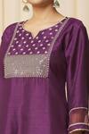 Buy_Samyukta Singhania_Purple Polyester, Net Sequins, Beads Split Straight Floral Pattern Kurta Set_Online_at_Aza_Fashions