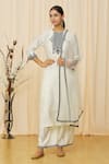 Buy_Samyukta Singhania_White Kurta And Pant Cotton Blend Embroidered Floral Round Straight Neck Set _Online_at_Aza_Fashions