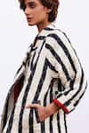 Buy_Kharakapas_Black Cotton Collared Jade Stripe Pattern Jacket _Online_at_Aza_Fashions